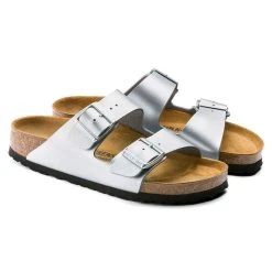 Birkenstock Narrow Arizona Birko Flor - Sliver -Aetrex Online arizona birko flor sliver unisex footwear birkenstock 817207
