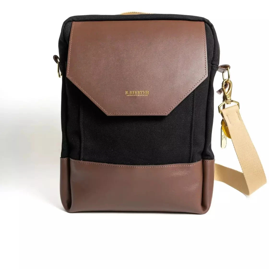 R.Riveter Corbin Black Canvas Brown Leather - Image 2