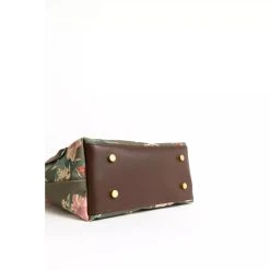 R.Riveter Dot Satchel Canvas/Leather - Fatigue Floral Brown -Aetrex Online dot satchel canvasleather fatigue floral brown handbags wallets rriveter 261774