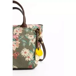 R.Riveter Dot Satchel Canvas/Leather - Fatigue Floral Brown -Aetrex Online dot satchel canvasleather fatigue floral brown handbags wallets rriveter 813446