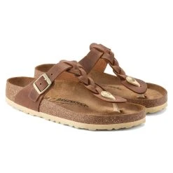 BIRKENSTOCK USA Regular Gizeh Braid Leather - Cognac
