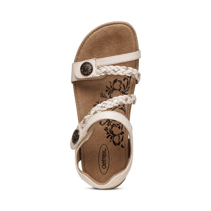 Jillian Braided Quarter Strap - Ivory Aetrex Jillian Braided Quarter Strap - Ivory -Aetrex Online jillian braided quarter strap ivory womens sandals aetrex 398142