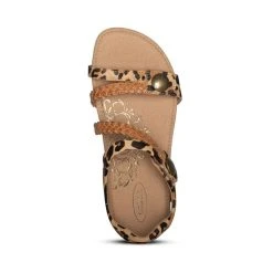Aetrex Jillian Braided Quarter Strap - Leopard -Aetrex Online jillian braided quarter strap leopard womens sandals aetrex 351434