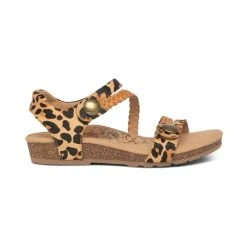 Aetrex Jillian Braided Quarter Strap - Leopard -Aetrex Online jillian braided quarter strap leopard womens sandals aetrex 631010