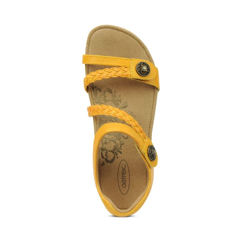 Jillian Braided Quarter Strap - Sunflower Aetrex Jillian Braided Quarter Strap - Sunflower -Aetrex Online jillian braided quarter strap sunflower womens sandals aetrex 212075