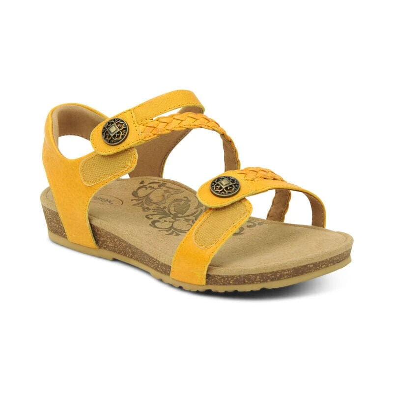 Jillian Braided Quarter Strap - Sunflower Aetrex Jillian Braided Quarter Strap - Sunflower -Aetrex Online jillian braided quarter strap sunflower womens sandals aetrex 424608