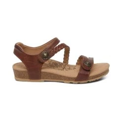 Aetrex Jillian Braided Quarter Strap - Walnut -Aetrex Online jillian braided quarter strap walnut womens sandals aetrex 298354