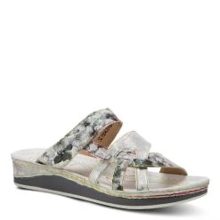 SPRING FOOTWEAR CORP L'ARTISTE WOMEN'S CAIMAN SLIDE SANDAL - Silver Multi