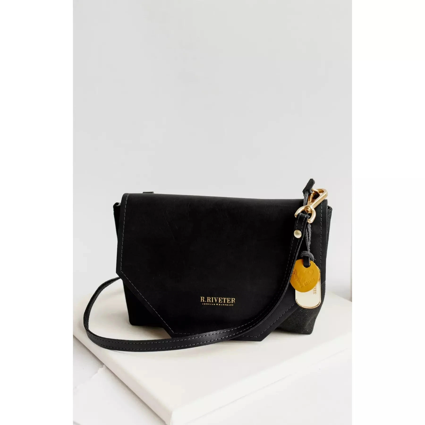 Patton Crossbody Canvas - Black Leather R.Riveter Patton Crossbody Canvas - Black Leather -Aetrex Online patton crossbody canvas black leather handbags wallets rriveter 906555