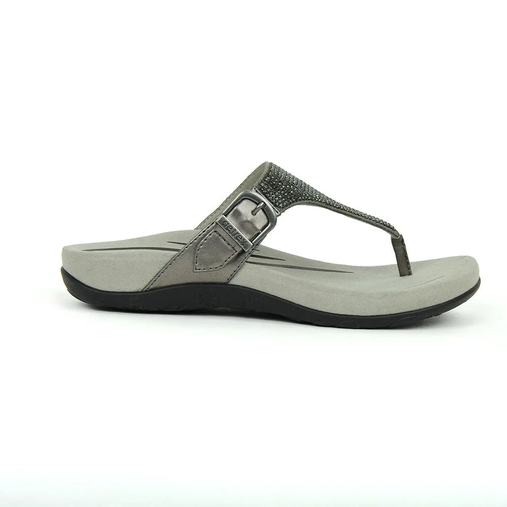 Rae Adjustable Thong Sandal - Gunmetal Aetrex Rae Adjustable Thong Sandal - Gunmetal -Aetrex Online rae adjustable thong sandal gunmetal womens sandals aetrex 742191