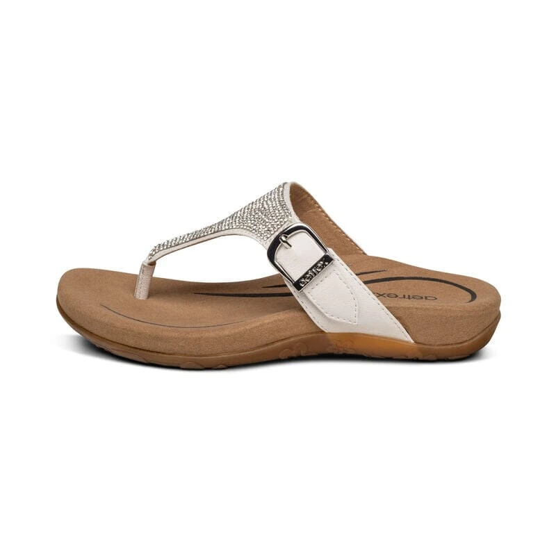 Rae Adjustable Thong Sandal - White Aetrex Rae Adjustable Thong Sandal - White -Aetrex Online rae adjustable thong sandal white womens sandals aetrex 396662