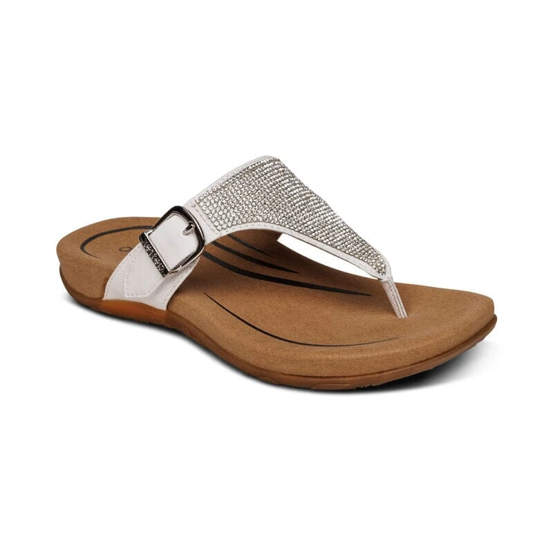Rae Adjustable Thong Sandal - White Aetrex Rae Adjustable Thong Sandal - White -Aetrex Online rae adjustable thong sandal white womens sandals aetrex 846321