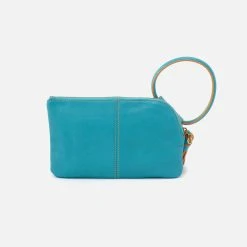 Hobo Sable Wristlet - Aqua Leather -Aetrex Online sable wristlet aqua leather handbags wallets hobo 160472