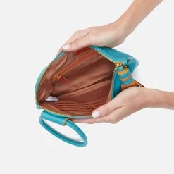 Hobo Sable Wristlet - Aqua Leather -Aetrex Online sable wristlet aqua leather handbags wallets hobo 753449