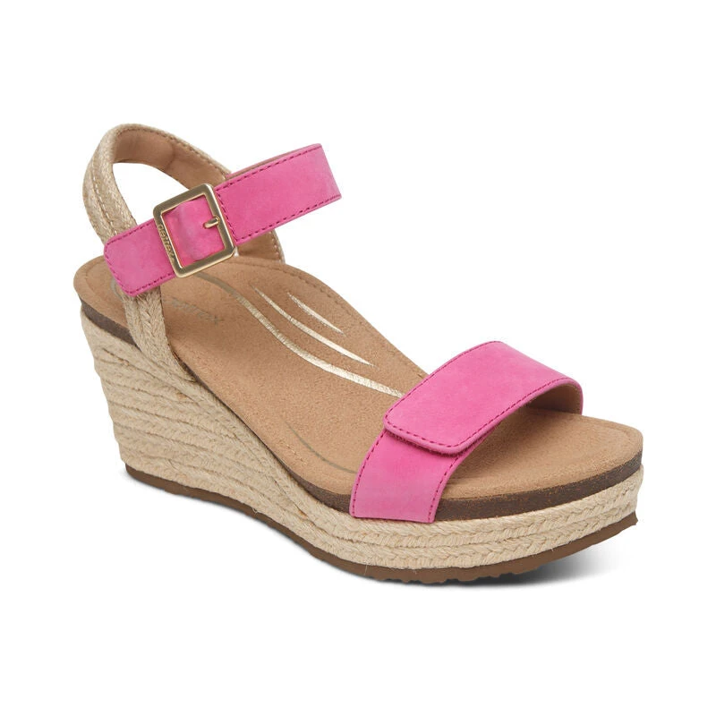 Sydney Quarter Strap Espadrille Wedge - Azalea Aetrex Sydney Quarter Strap Espadrille Wedge - Azalea -Aetrex Online sydney quarter strap espadrille wedge azalea womens sandals aetrex 820397