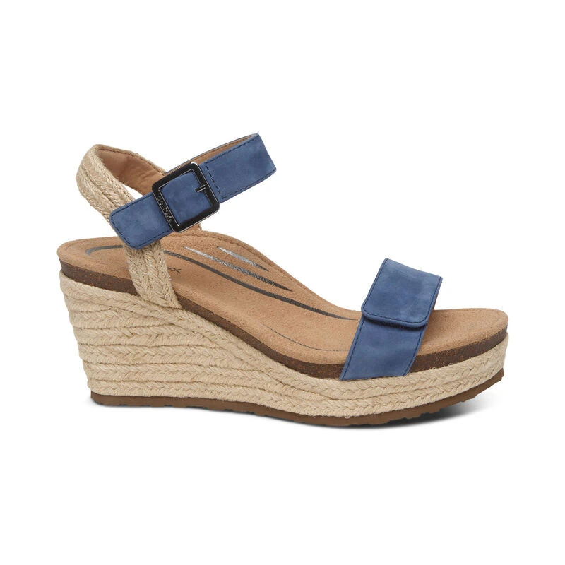 Sydney Quarter Strap Espadrille Wedge - Blue Aetrex Sydney Quarter Strap Espadrille Wedge - Blue -Aetrex Online sydney quarter strap espadrille wedge blue womens sandals aetrex 240926