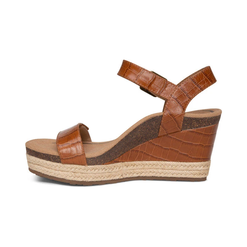 Aetrex Sydney Quarter Strap Espadrille Wedge - Cognac - Image 3