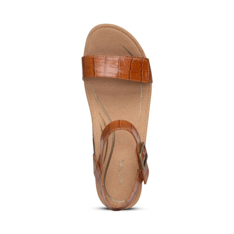 Aetrex Sydney Quarter Strap Espadrille Wedge - Cognac - Image 5