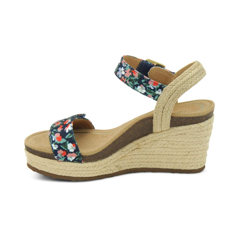 Aetrex Sydney Quarter Strap Espadrille Wedge - Floral - Image 3