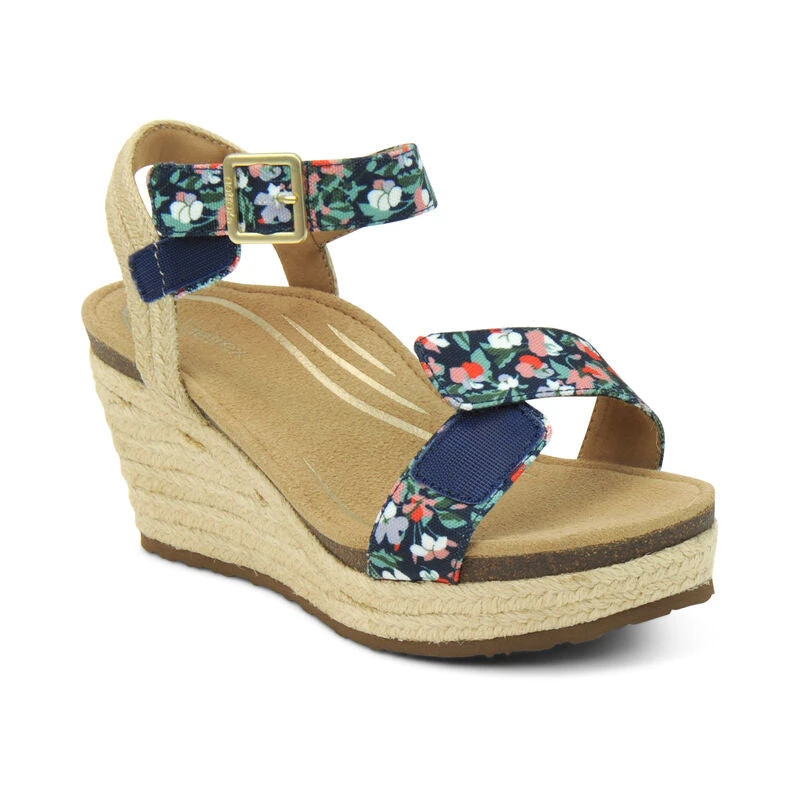Aetrex Sydney Quarter Strap Espadrille Wedge - Floral - Image 2