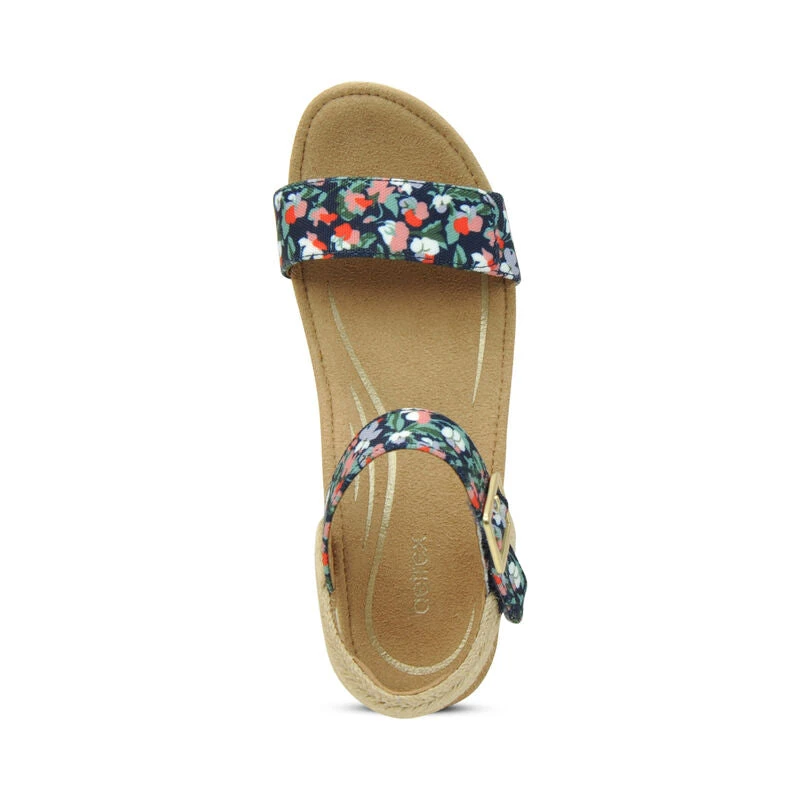Aetrex Sydney Quarter Strap Espadrille Wedge - Floral - Image 5