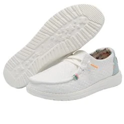 Hey Dude Wendy Boho - Crochet White -Aetrex Online wendy boho crochet white womens closed toe hey dude 876063