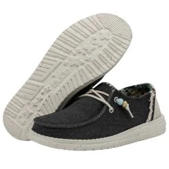 Hey Dude Wendy Fringe - Carbon -Aetrex Online wendy fringe carbon womens closed toe hey dude 709715